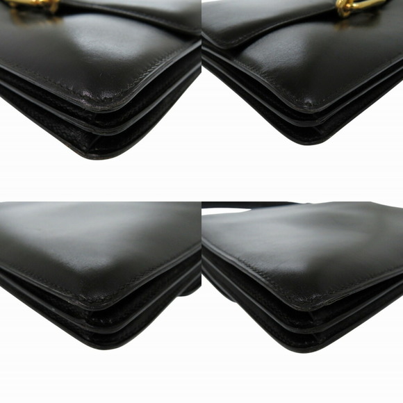 Hermes Fonsbell Box Calf Black Shoulder Bag 〇I (Made in 1979) 1290HERMES - Picture 9 of 9